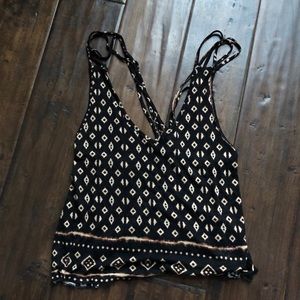 forever 21 crop top vneck with criss cross back